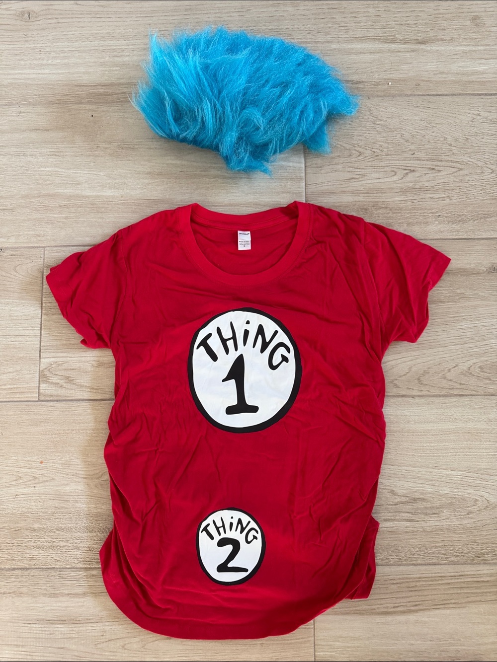 “Thing 1" & "Thing 2" Dr. Seuss Inspired Maternity Tee and Wig Halloween Costume